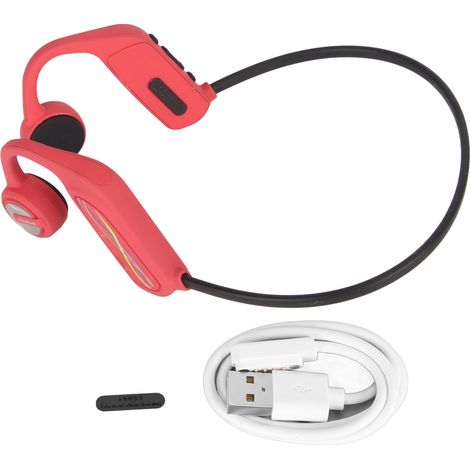 Casque Audio à Conduction Osseuse Bluetooth 5.0, Écouteurs Sport Sans Fil Étanche IP68 pour Course à Pied et Vélo Rouge (1/5)