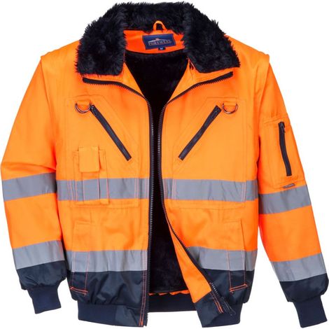 Giubbotto pilota 3 in 1 alta visibilità Arancione/Blu Navy 4XL (1/4)