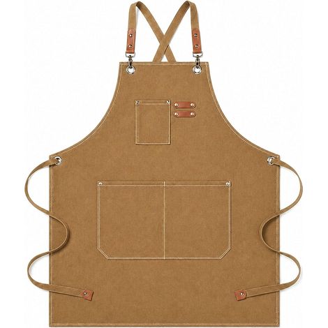 Tabliers de Cuisine 68x76cm Réglable Tablier Barbecue avec 3 Poches Tablier pour Hommes Femmes Tablier Sangles Croisées Tabliers pour Barbecue, Restaurant, Jardin, Café (1/5)