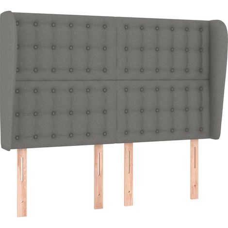 Tête de lit,Panneau décoratif avec oreilles Gris foncé 147x23x118/128 cm Tissu CFW5594221 (1/5)