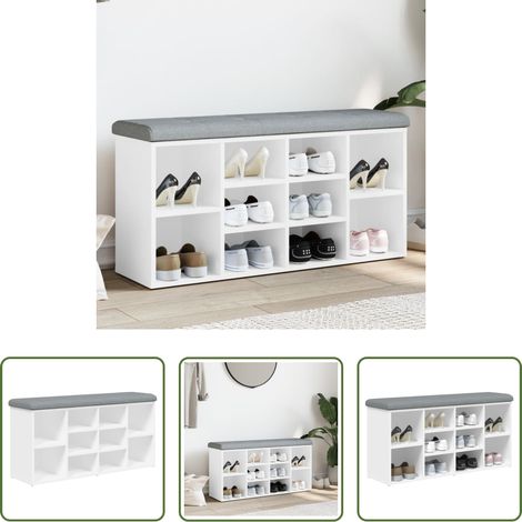 Flurbank - Schuhbank Weiß 102 x 32 x 50 cm Holzwerkstoff (1/5)