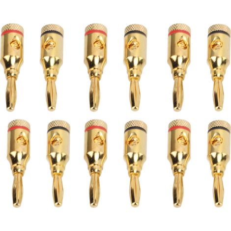 Connecteurs enceinte banane dorés 12 pièces, fiches haut-parleur en alliage aluminium, type vis ouverte universelle pour auto (1/5)