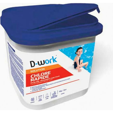 Chlore Rapide pour Piscine 5 kg - Granulés Concentrés - Désinfection Efficace et Rapide - D-Work