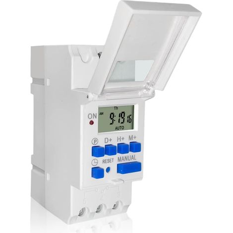 Minuteur numérique programmable, Affichage LED, Relais de synchronisation de Chargement de Tramway, 16 A AC220 V/50/60 Hz, 16 allumés et 16 éteints, minuterie électronique adaptée à Divers appareils (1/5)