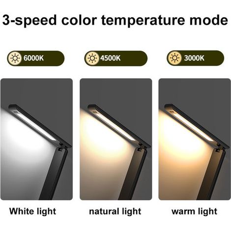 Lampada da scrivania a LED multifunzionale con caricatore wireless, orologio digitale, sveglia, porta USB, 3 colori dimmerabili, lampada da scrivania per ufficio (1/5)