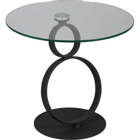 Guéridon ronde 60 cm en verre trempé et acier