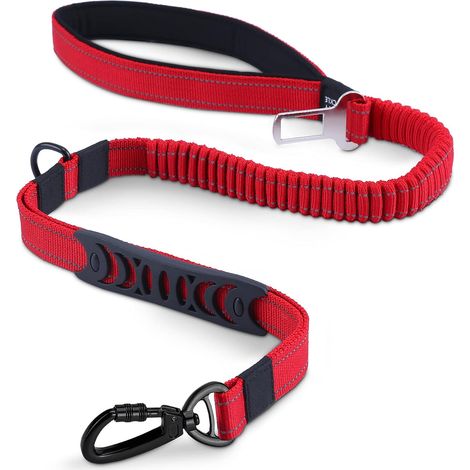 JSSEVN - Strong Dog Leash with Padded Handle, Anti-Pull Rope, Elastic Training Leash for Medium and Large Dogs with Strong Pulling (110CM-150CM, Red) (1/5)