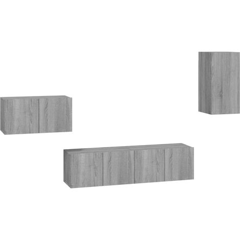 Maison Exclusive - 4-tlg. TV-Schrank-Set Grau Sonoma Holzwerkstof