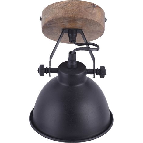 Faretto da parete luce camera da letto camera degli ospiti faretto lampada in legno orientabile nero LeuchtenDirekt