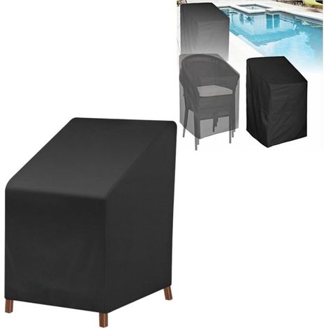 Funda impermeable de tela Oxford para sillas, Resistente al agua viento, Funda tela sillas apilables, Resistente rayos UV 656580/120 cm, Negra (1/5)