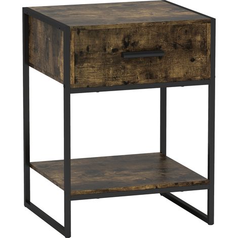 Rustic Brown Modern Nightstand - Stylish Bedside Table for Contemporary Bedrooms
