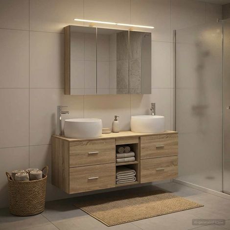 vidaXL Bathroom Furniture Set 4 pcs Sonoma Oak (1/5)