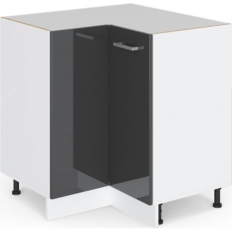 Mueble esquinero universal R-Line, Antracita alto brillo, 75.6 cm con puerta, sin encimera, Vicco