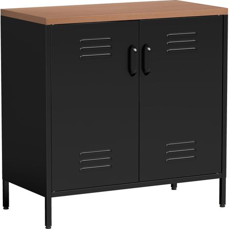 Oleloor Buffet métal bois 2 portes étagère noir (1/5)