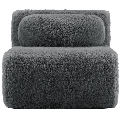 Sofá modular gris en plush sin brazos con cojín y diseño envolvente (1/5)