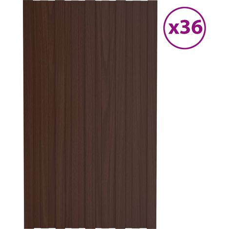 Panneau de toiture 36 pcs Marron 80 x 45 cm Acier galvanisé (1/5)