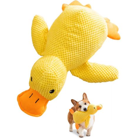 Simpatico anatroccolo di peluche con fischietto per cani di piccola e media taglia - morbido giocattolo da masticare con fischietto per cani che amano masticare - interattivo (1/2)