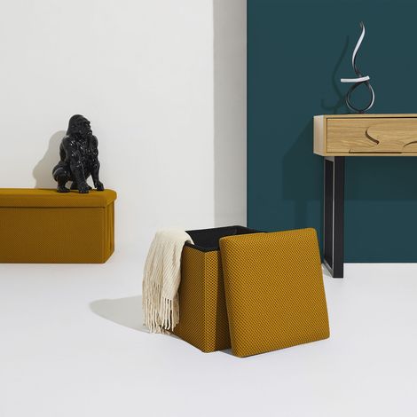 Coffre Pouf Pliable - HOME DECO FACTORY - Atome - Jaune (1/5)