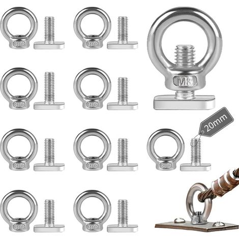 10 Pcs Ecrous à œil de Taille M8 Tige Filetée M820mm Écrou à Anneau de Levage Boulon à œil Anneaux en Inox D'écrous à Anneau Femelle Boulon à Oeil pour Raccord de Corde Accessoires de Levage (1/5)