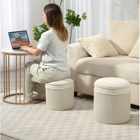 seduta contenitore 36x36 doppio set salvaspazio crema OKMYHOME (1/5)