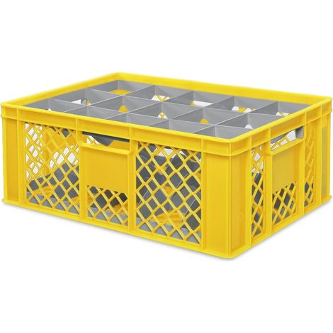 BRB Gläserkiste 600x400 mm für 15, 24, 33 oder 40 Gläser, farbig (Gelb, für 15 Gläser Ø 109 mm, Glashöhe max 205 mm) (1/2)
