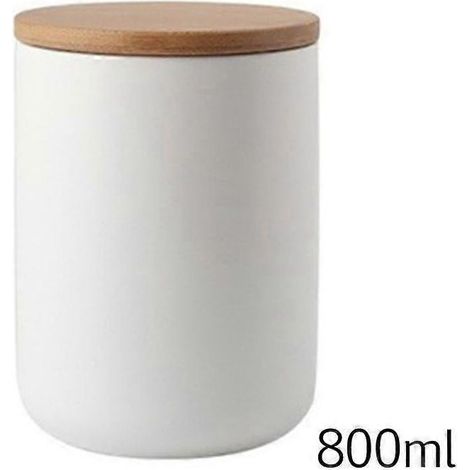 Bocaux en céramique hermétiques avec couvercle en bambou, parfaits pour la conservation en grande quantité dans la cuisine : épices, thé, café, etc. (1/5)