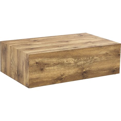 Table basse rectangulaire avec veinage du bois, dimensions 90×50×30 cm, matériau MDF, aucun montage requis, dessous avec pieds antidérapants, adaptée au style luxe moderne