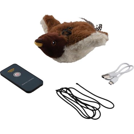 Jouets interactifs pour chats, oiseau en peluche rechargeable qui gazouille et bat des ailes, jouet d'exercice pour chatons (1/5)