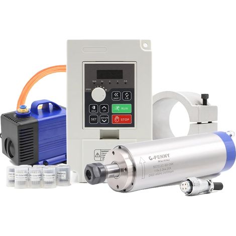 Motor de husillo CNC, refrigerado por agua, inversor de 2,2 kW, 220 V, rodamiento de bolas cerámico. (1/5)