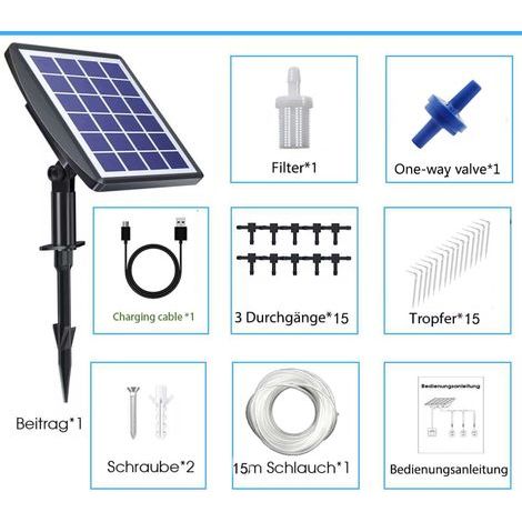 Sistema de riego por goteo automático con energía solar, dispositivo de riego automático de fácil montaje, compatible con macetas. (1/5)