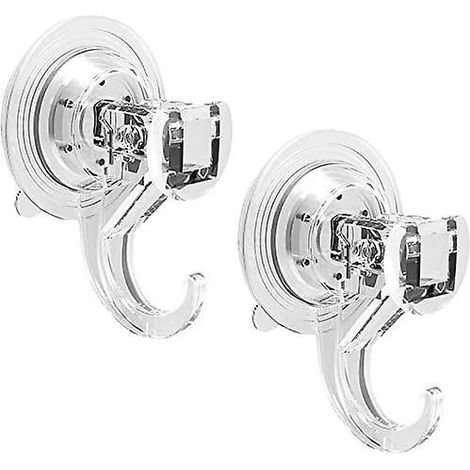 lot De 2 Crochet Ventouse Murale Charge De 3kg Transparent, Ustensile Daspiration Ventouse Plastique De Cuisine/salle De Bain/bureau: Porte Servie (1/5)