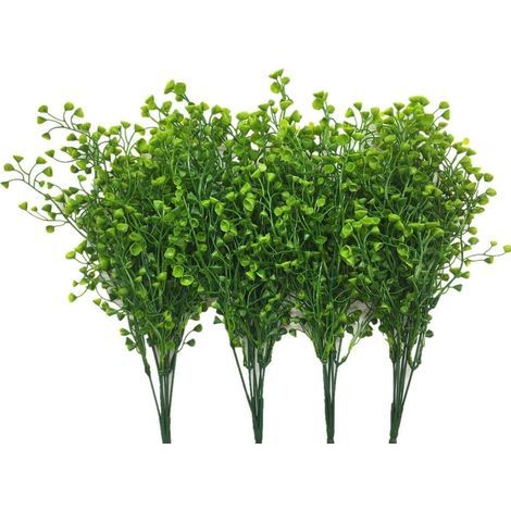Künstliche Sträucher Büsche, Kunststoff Gefälschte Grüne Pflanzen Indoor Outdoor Hochzeit Hausgarten Veranda Küche Büro Mittelstücke Arrangements Weihnachtsdekoration - Grün 4 Stk (1/5)