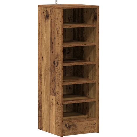 Práctico zapatero vintage con 6 estantes 32 x 35 x 92 cm de madera contrachapada madera vieja 020050925 (1/5)