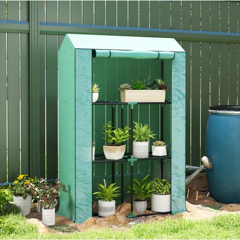 Serre de jardin verticale à étagères, tunnel de culture en acier avec porte enroulable, protection UV pour balcon et potager 100 x 40 x 150 cm CHICFURN (1/5)