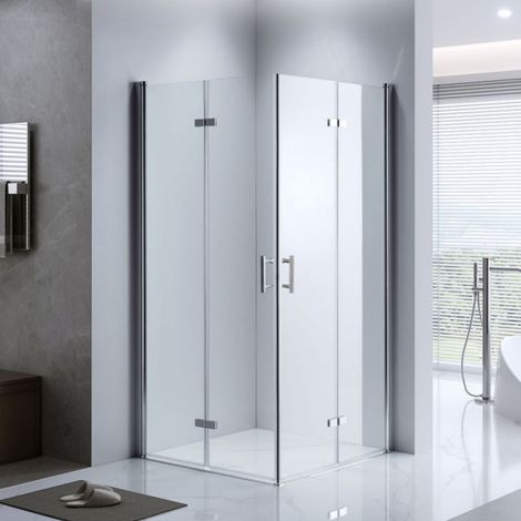 LEMMO Duschkabine Eckeinstieg 85x85,NANO Glas Dusche Falttür Duschwand Duschabtrennung,H 185cm (1/5)