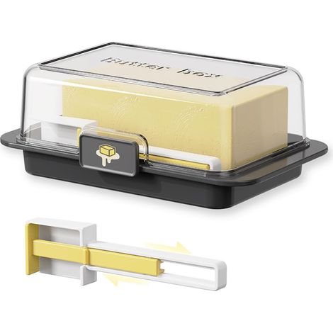 Beurrier avec cuillère de précision - Beurrier avec couvercle - Conserve le beurre frais - Dosage facile - Ustensiles de cuisine - Noir (1/5)