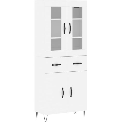 Buffet,Bahut,Meuble de Rangement haut Blanc 69,5x34x180 cm Bois d'ingénierie CFW97735 (1/5)