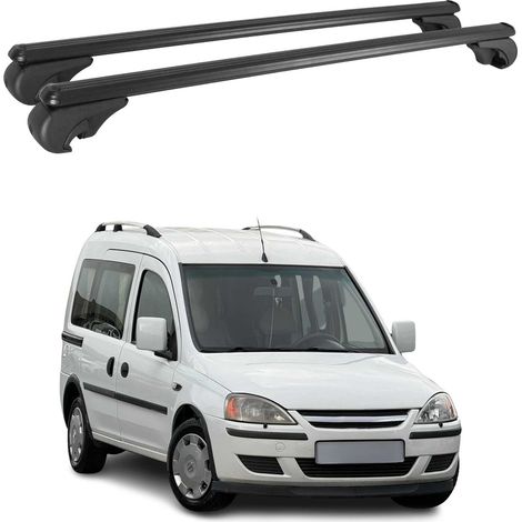 OMAC Barres de toit en aluminium pour Opel Combo C 2002-2012 – TÜV / DIN 75302:2019 – Antivol inclus – Charge max 75 kg – 2 barres Noir (1/4)