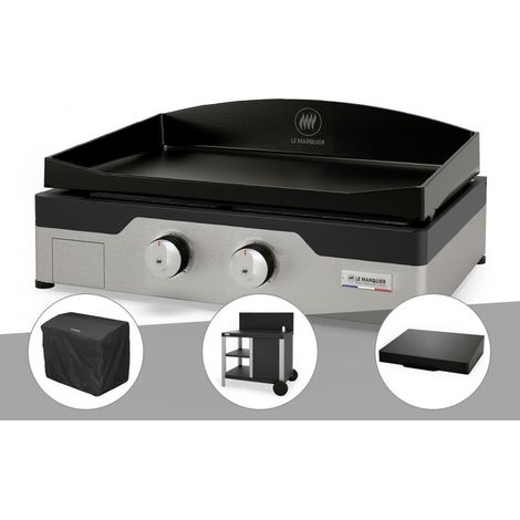 Plancha gaz Signature Allure 260 Duo + Housse de protection + Chariot + Couvercle de protection - Le Marquier