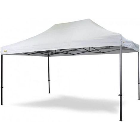Gazebo extensible 3x4.5 m blanco de acero con saca de transporte