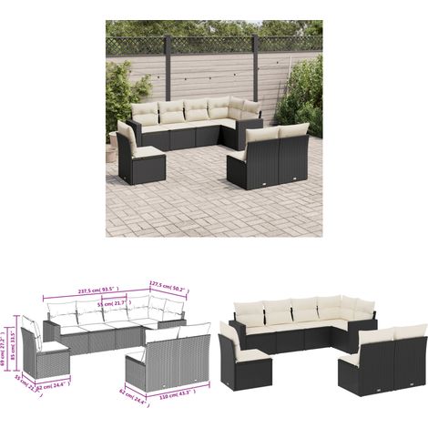 8-tlg. Garten-Sofagarnitur mit Kissen Schwarz Poly Rattan - Gartensorganisation - Outdoor Möbel - Gartenlounge - Lounge Set - Rattan Sofa - Home & Living (1/3)