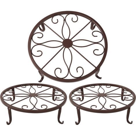 Supporto per vaso da fiori in bronzo, 23 x 23 x 11,5 cm, supporto per piante grasse da interno ed esterno, 3 pezzi (1/5)