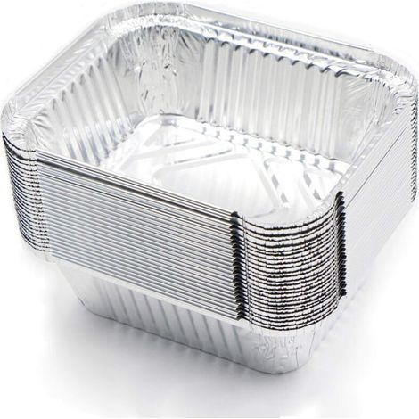 Lot de 25 bols jetables en aluminium pour barbecue, convient pour la cuisson, la friture, la cuisson, 15 x 12 x 5 cm, 400 ml (sans couvercle) (1/4)