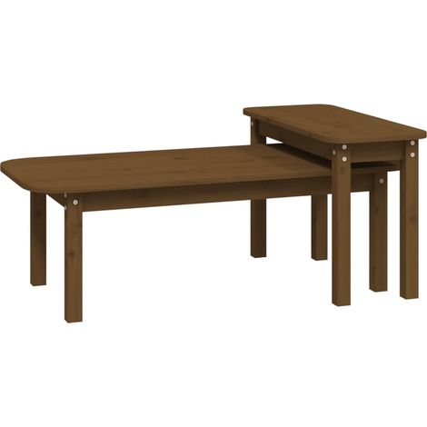 Maison Exclusive - Set Tavolini da Salotto 2 pz Ambra in Legno Massello di Pino