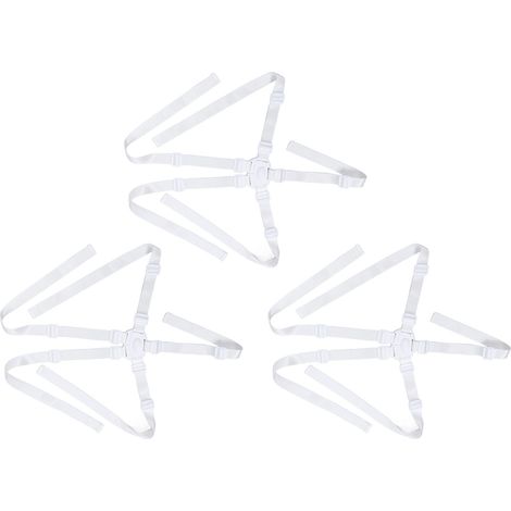 Lot de 3 harnais de rechange pour chaise haute 5 points, réglable, boucle enfant sécurisée, sangles de chaise de repas pour bébé et tout-petits, blanc (1/5)
