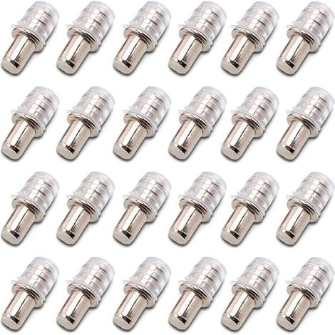Lot de 100 taquets d'étagère 5 mm – Fer nickelé résistant à la corrosion – Capuchons en caoutchouc inclus – Pour étagères en bois