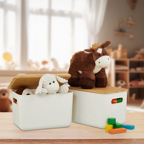 Aufbewahrungsboxen aus kunststoff mit bambusdeckel 2er set (1/5)