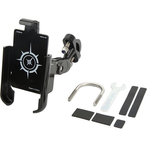 Support téléphone moto rotatif universel double rotule en alliage d'aluminium pour guidon (1/5)