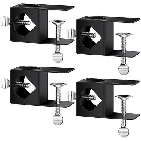 Lot de 4 pinces de terrasse noires pour lampes torches, pinces de rambarde de véranda, supports de mât universels, supports de mât de terrasse pour panneaux solaires - JBMEDIA (1/4)