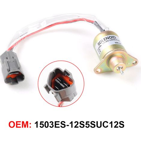 1 Stück 12V Metall-Kraftstoffabsperrventil, kompatibel mit Hyundai, Daewoo, Komatsu und Yanmar, Ersatzteilnummer 11923377932, 1503ES-12S5SUC12S